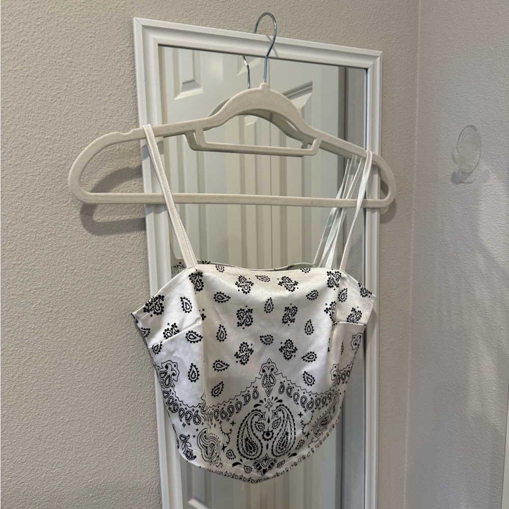 Elegant Black and White Paisley Camisole